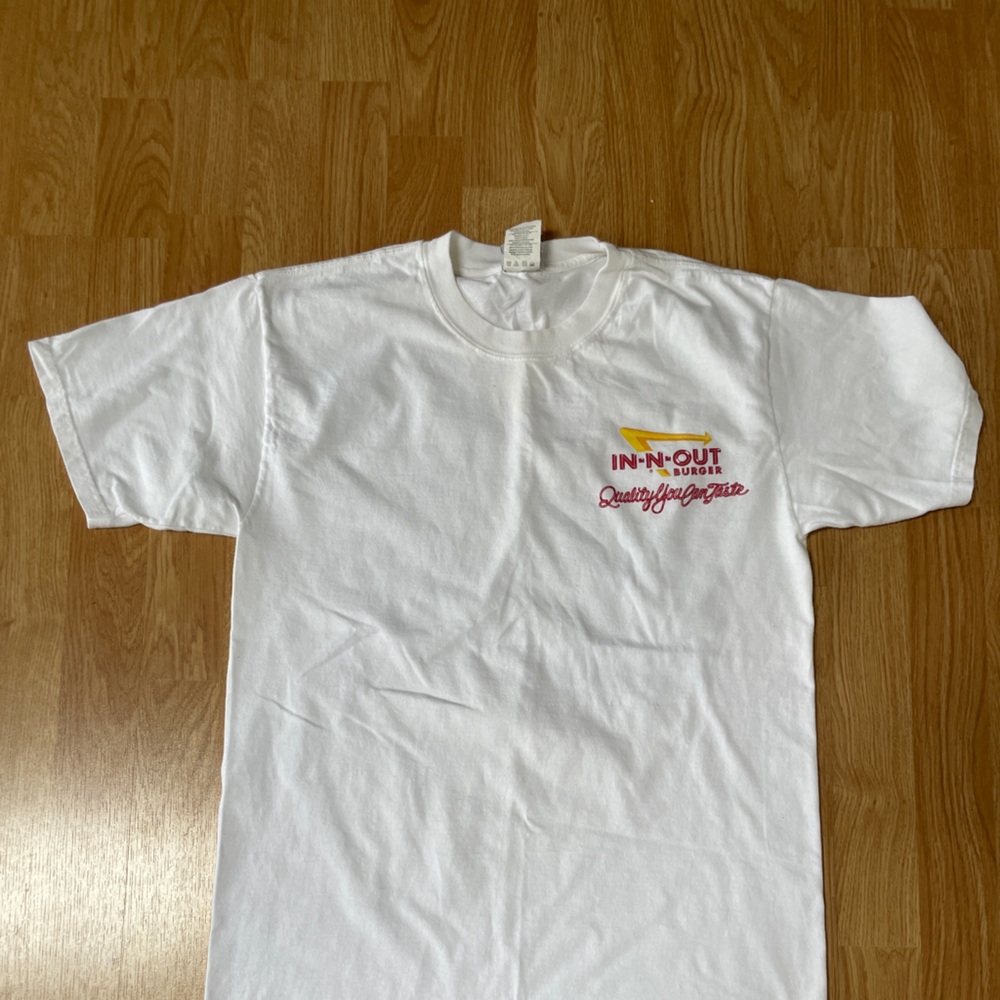 Hanes White Short Sleeve Tee with Red and Yellow Logo